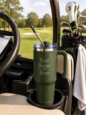 Personalized Hogg 30 oz Bluetooth Speaker Tumbler Hunter Green Mug